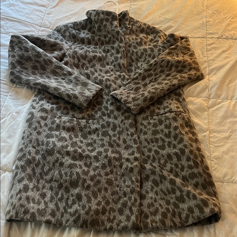 Old Navy Women's Brown Leopard Teddy Jacket